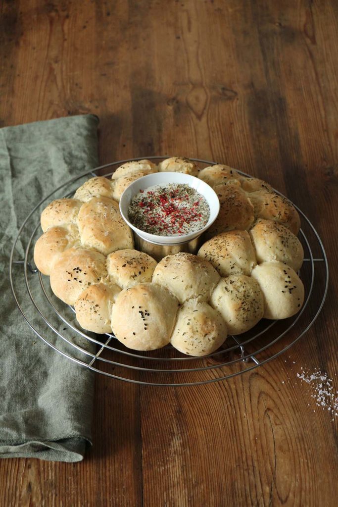 Monkey Bread veganes Zupfbrot für Silvester Transglobal Pan Party